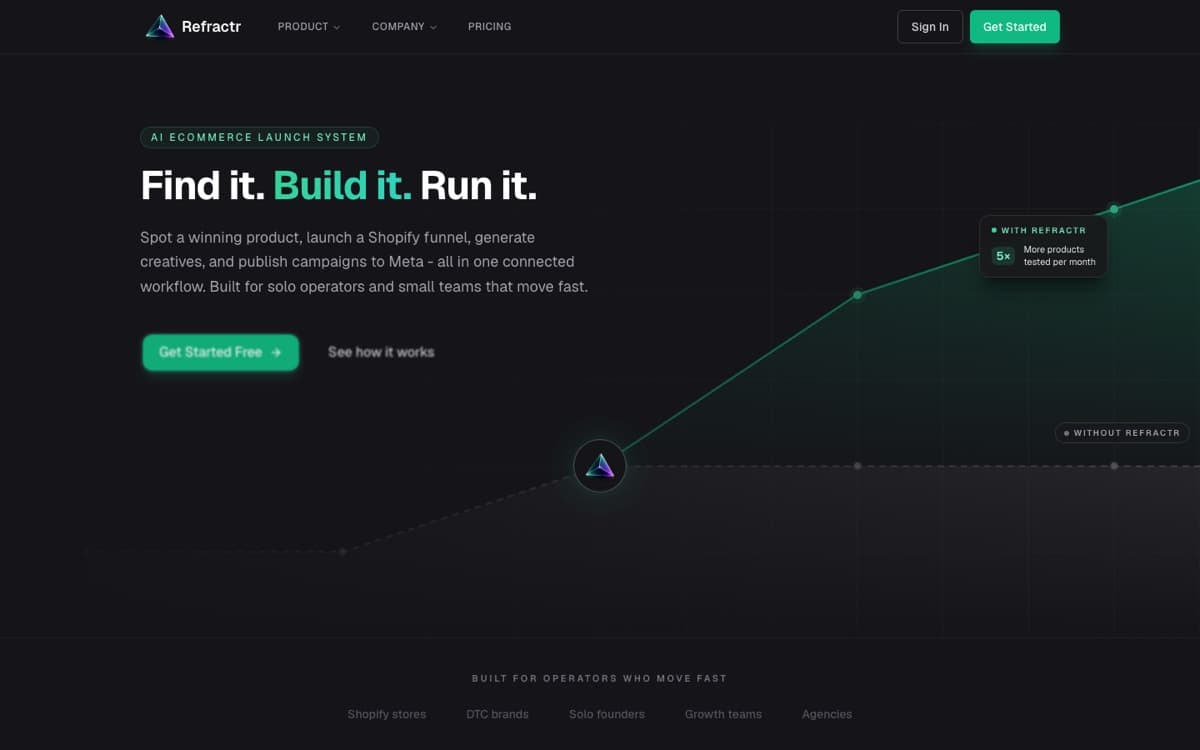 Refractr AI homepage